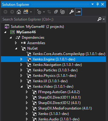 Xenko NuGet references