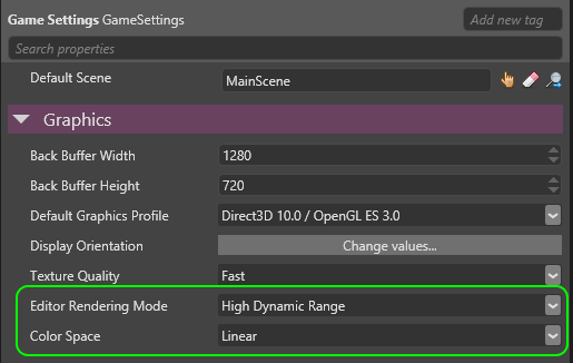 Game Settings Color Space